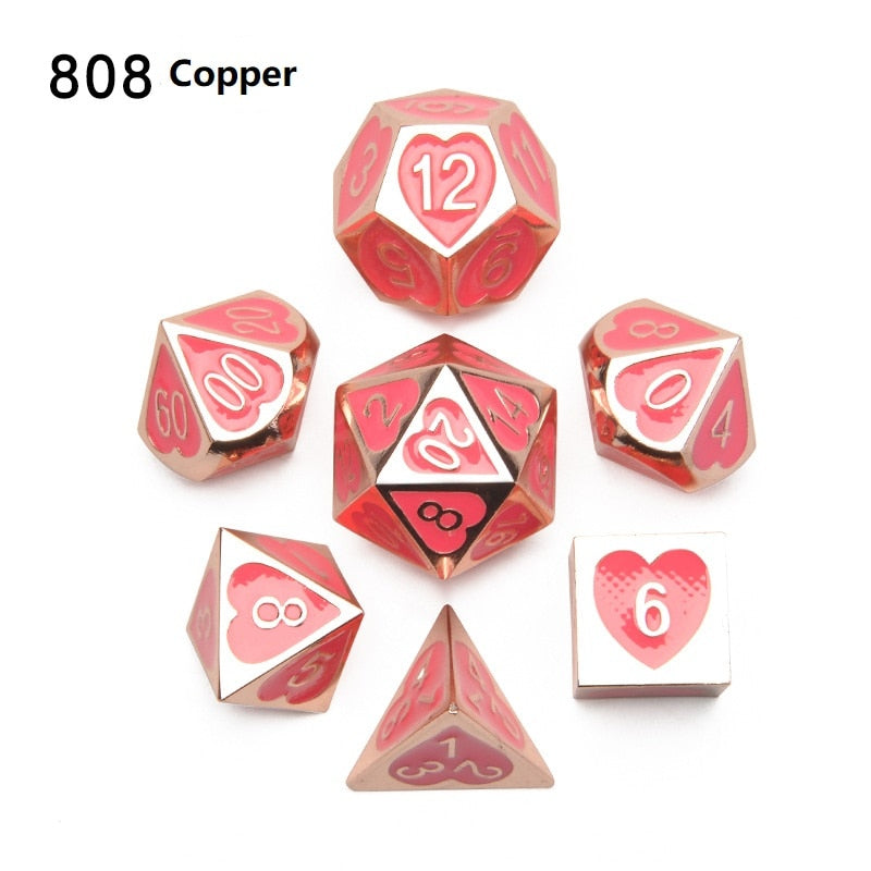 Love Heart Metal DND Dice Set