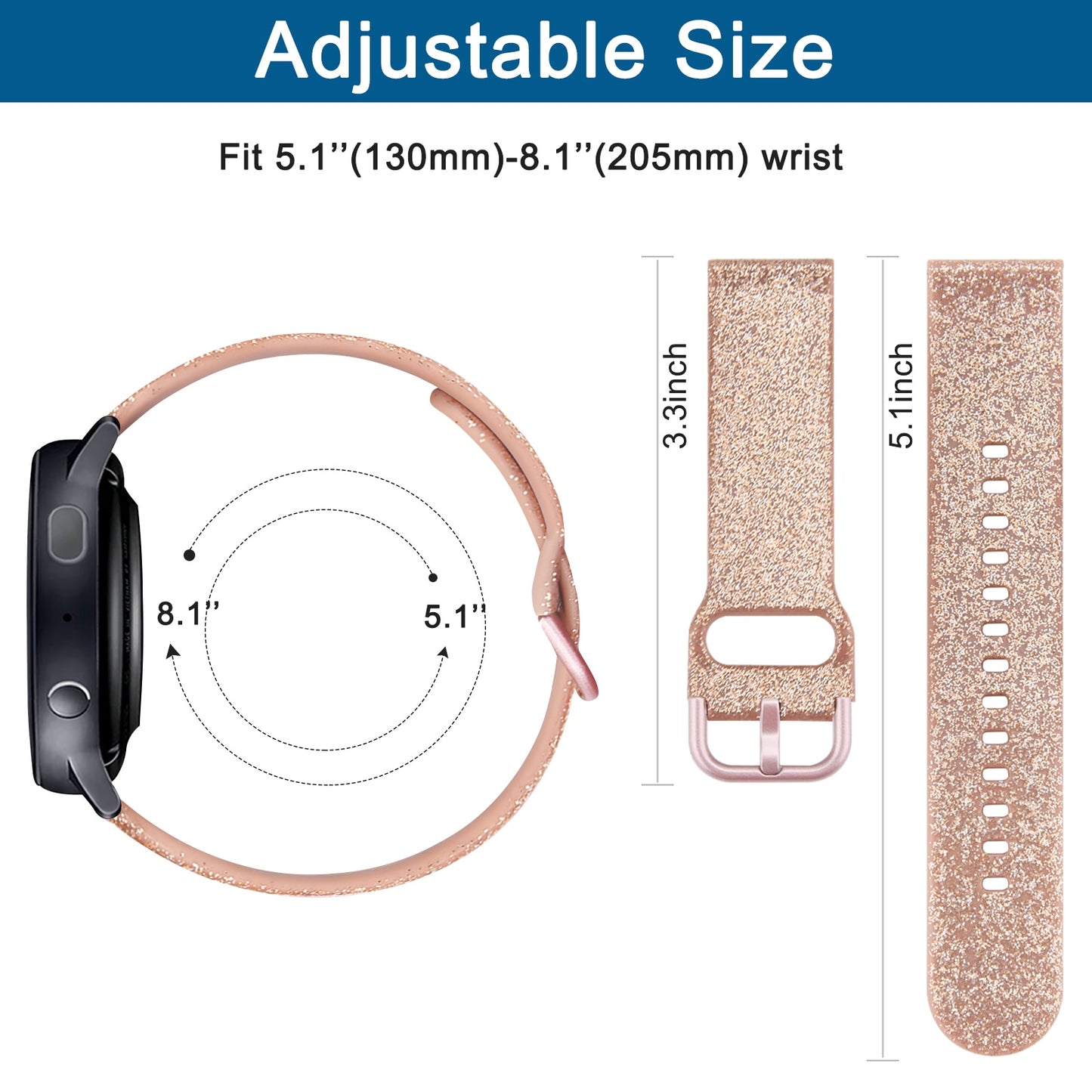 Smart Watch 20mm Silicone Wrist Strap