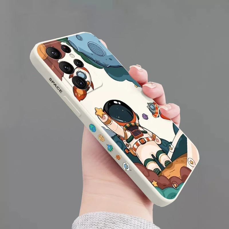 Cartoon Astronaut Samsung Galaxy Case - Beige