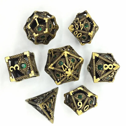 Hollow Dragon Metal Dice Set – 7-Piece RPG Dice