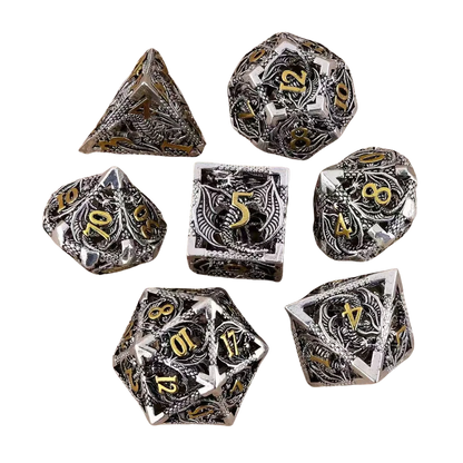 Hollow Dragon Metal Dice Set – 7-Piece RPG Dice