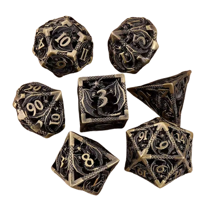 Hollow Dragon Metal Dice Set – 7-Piece RPG Dice