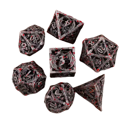 Hollow Dragon Metal Dice Set – 7-Piece RPG Dice