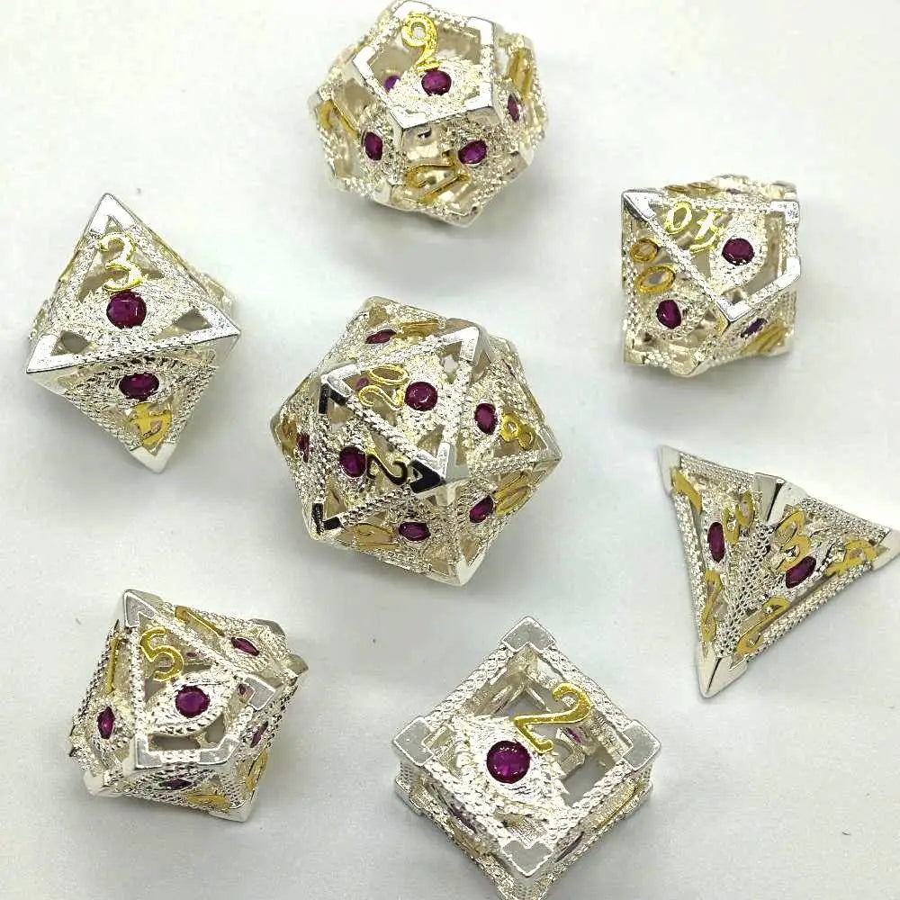 Hollow Dragon Metal Dice Set – 7-Piece RPG Dice