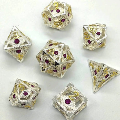 Hollow Dragon Metal Dice Set – 7-Piece RPG Dice