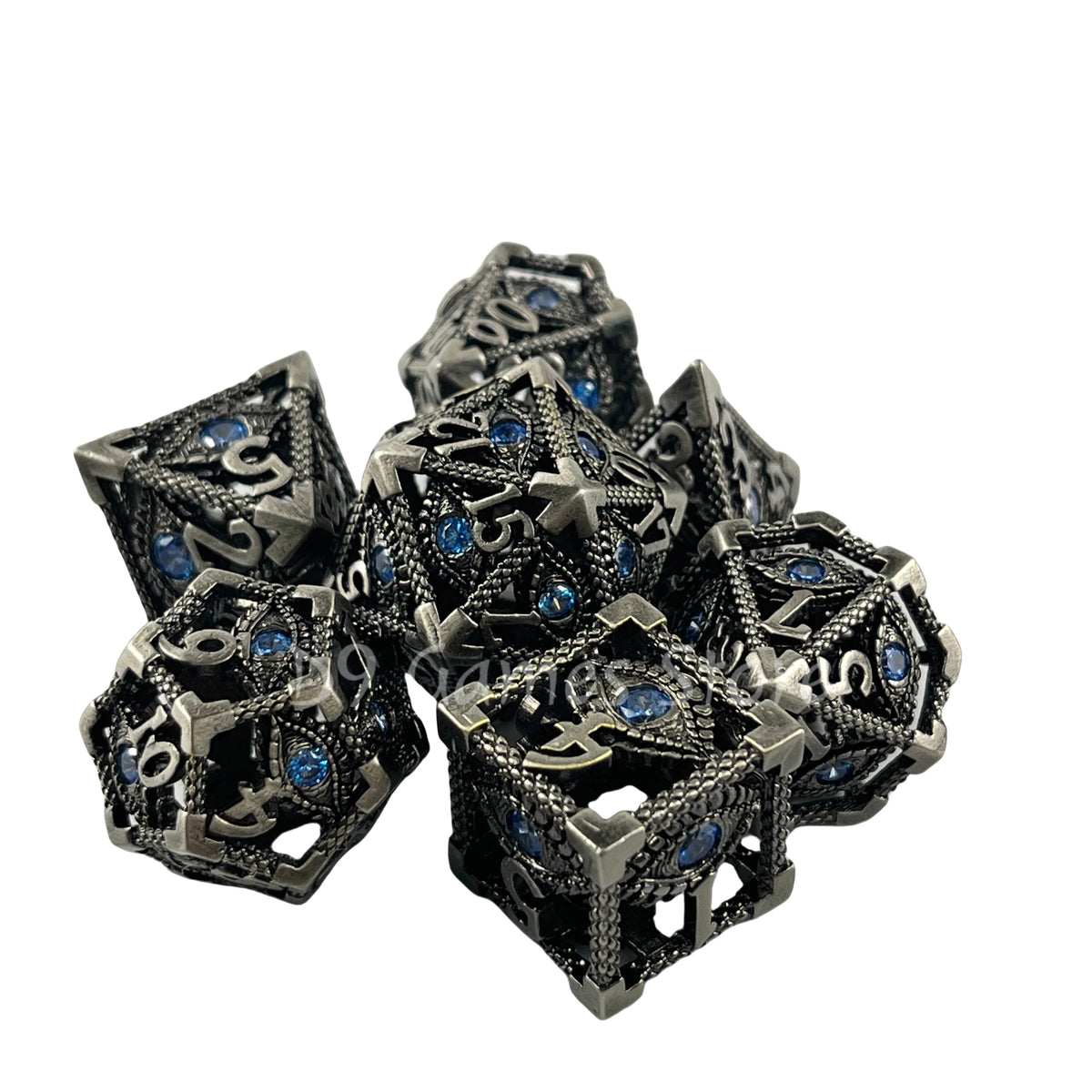 Hollow Dragon Metal Dice Set – 7-Piece RPG Dice