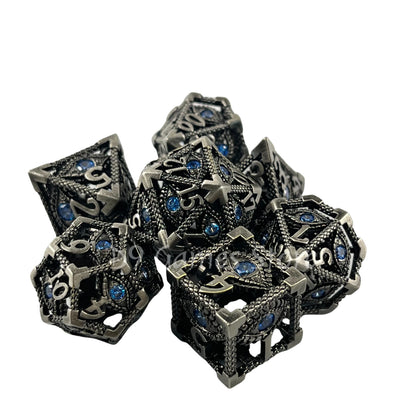 Hollow Dragon Metal Dice Set – 7-Piece RPG Dice