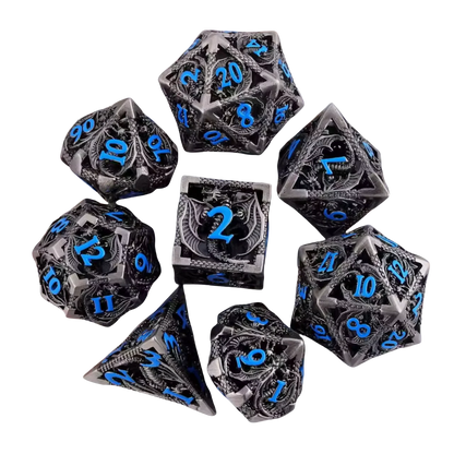 Hollow Dragon Metal Dice Set – 7-Piece RPG Dice