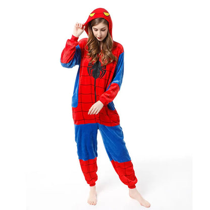 Kids & Adults Fluffy Sleepwear Onesie of Spiderman