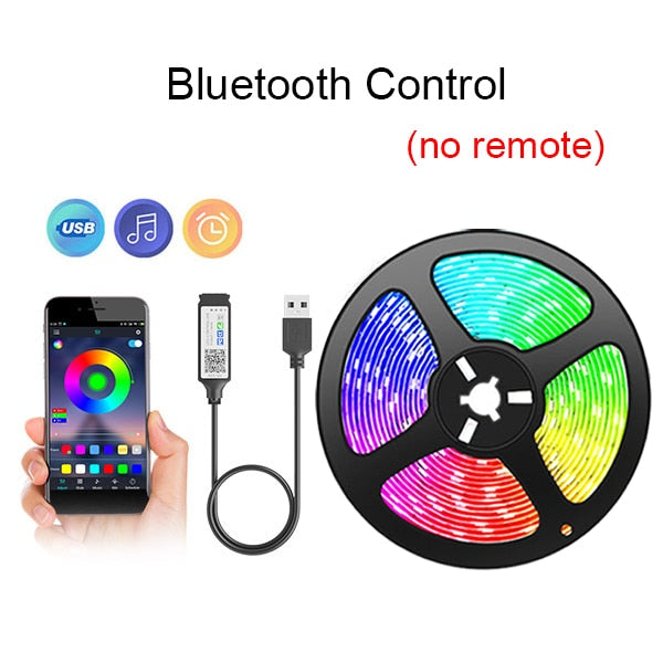 Adhesive Bluetooth LED Light Strips - Multicolour, USB, Remote Control