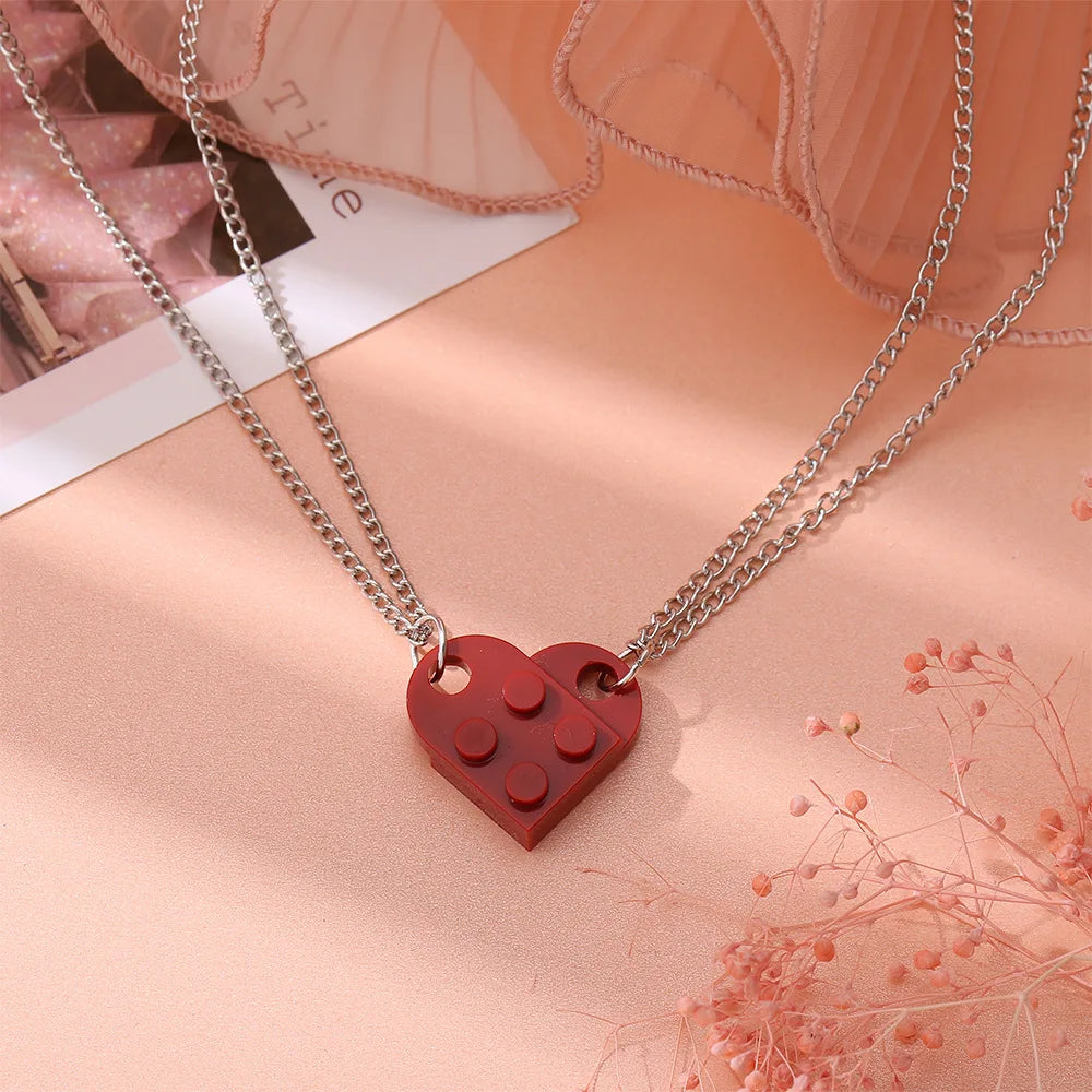 Brick Heart Necklace Set (2pc)
