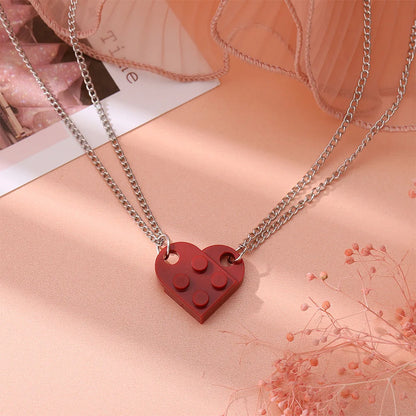 Brick Heart Necklace Set (2pc)