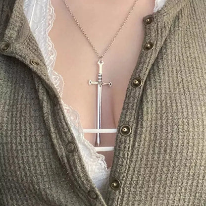 Gothic Silver Sword Necklace