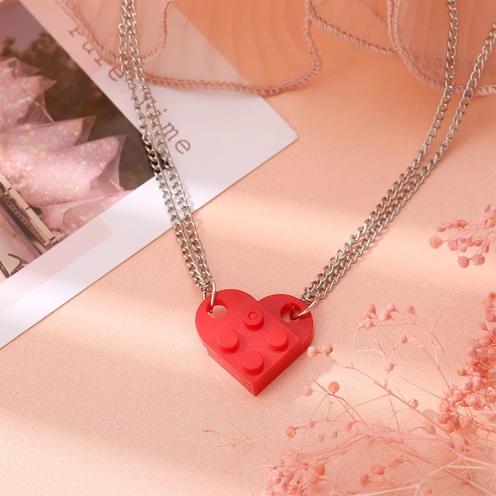 Brick Heart Necklace Set (2pc)