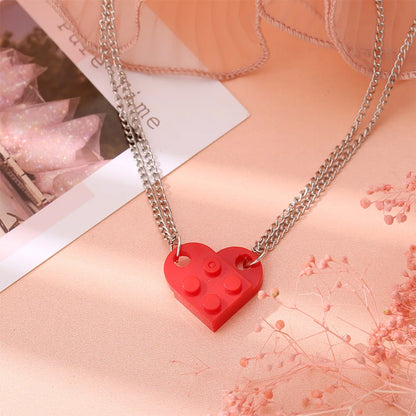 Brick Heart Necklace Set (2pc)