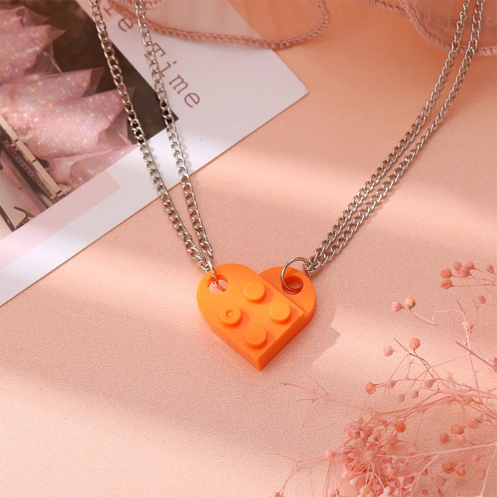 Brick Heart Necklace Set (2pc)