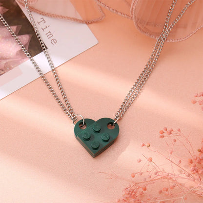 Brick Heart Necklace Set (2pc)
