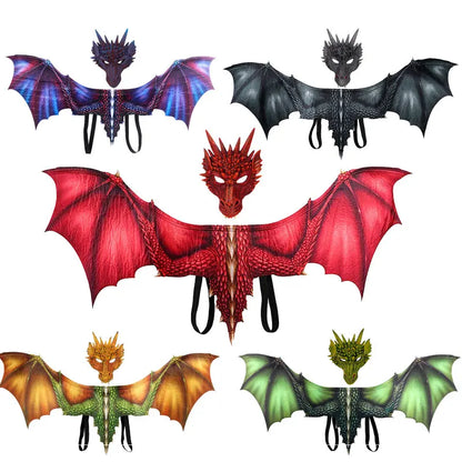 Dragon Face Mask and Wings Adult Costume