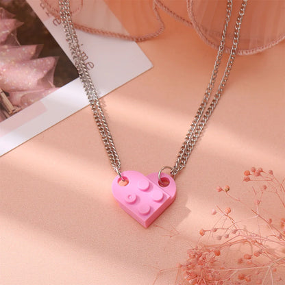 Brick Heart Necklace Set (2pc)