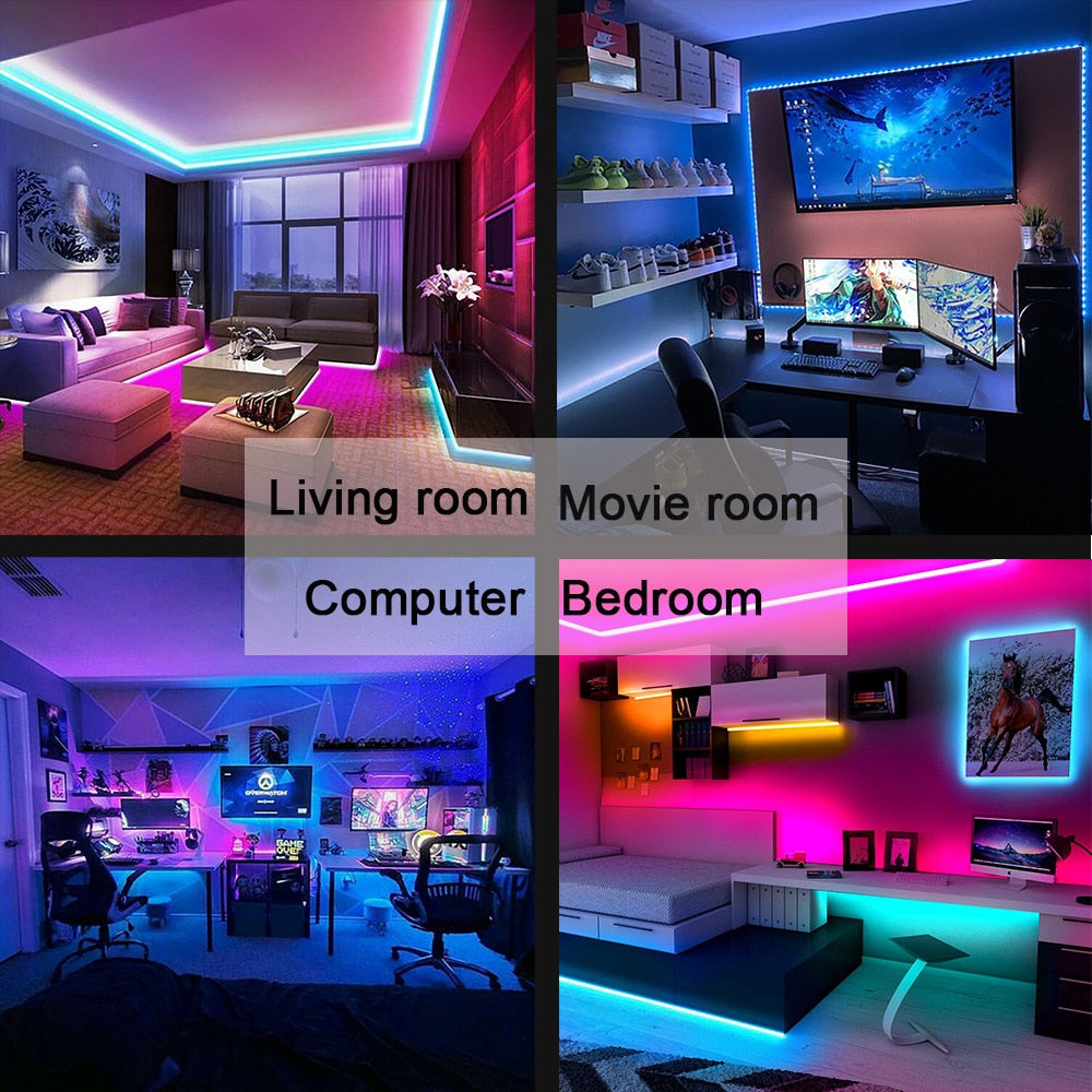 Adhesive Bluetooth LED Light Strips - Multicolour, USB, Remote Control