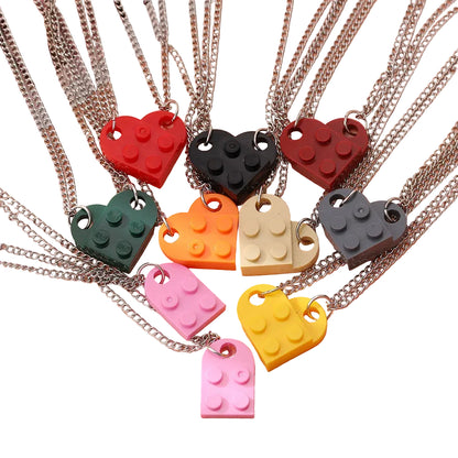 Brick Heart Necklace Set (2pc)