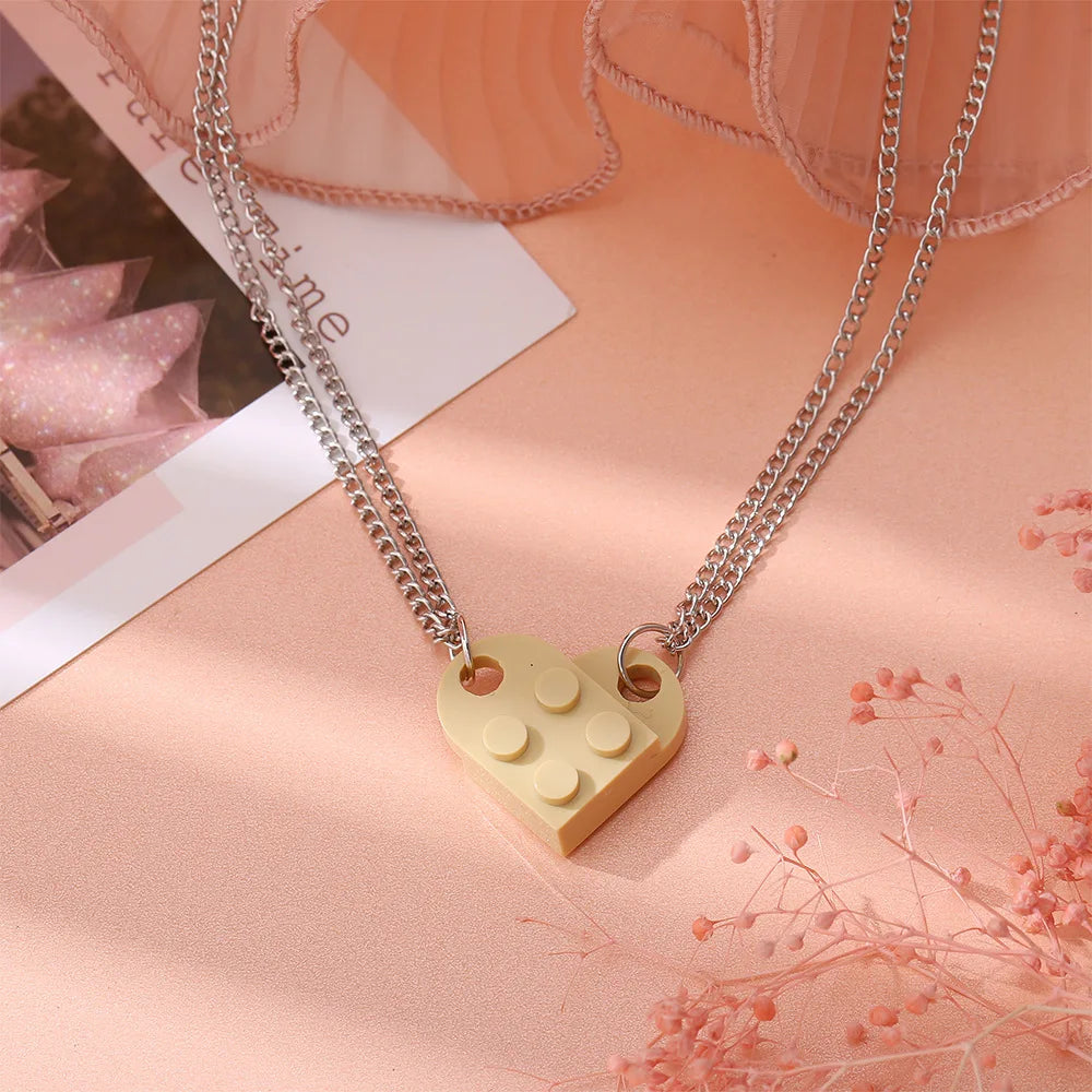 Brick Heart Necklace Set (2pc)