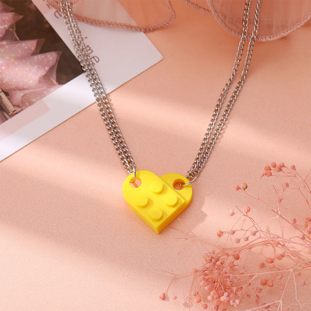 Brick Heart Necklace Set (2pc)