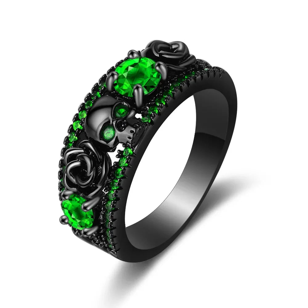 Punk Skull Flower Ring
