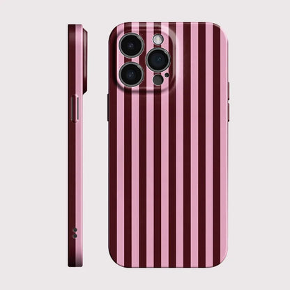 Pink & Maroon Striped Phone Case (for iPhone)