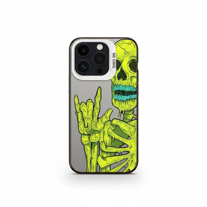 Neon green skeleton iPhone case with white bumper