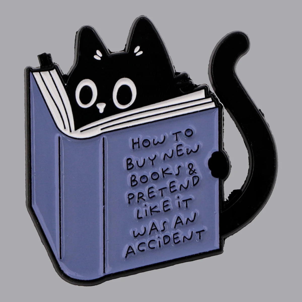 Black Cat Book Lover Enamel Pin