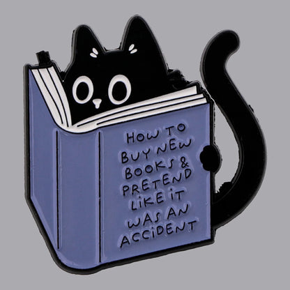 Black Cat Book Lover Enamel Pin