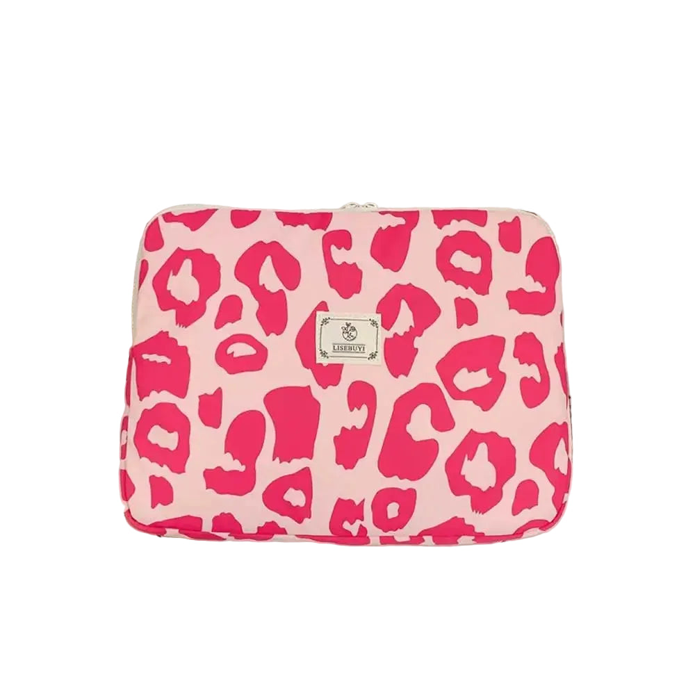 Pink Leopard Print Shockproof Laptop Bag