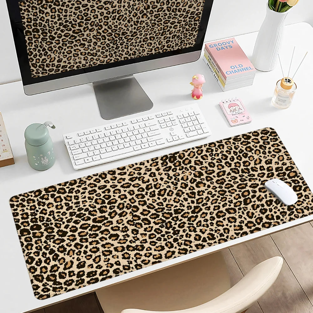 Leopard Print Desk Mat – Large Non-Slip Mouse Pad