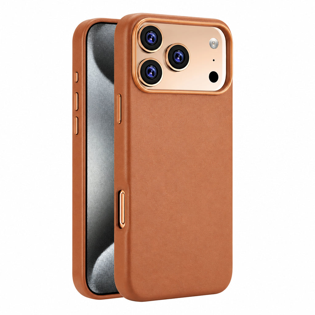 Brown magnetic PU leather iPhone case