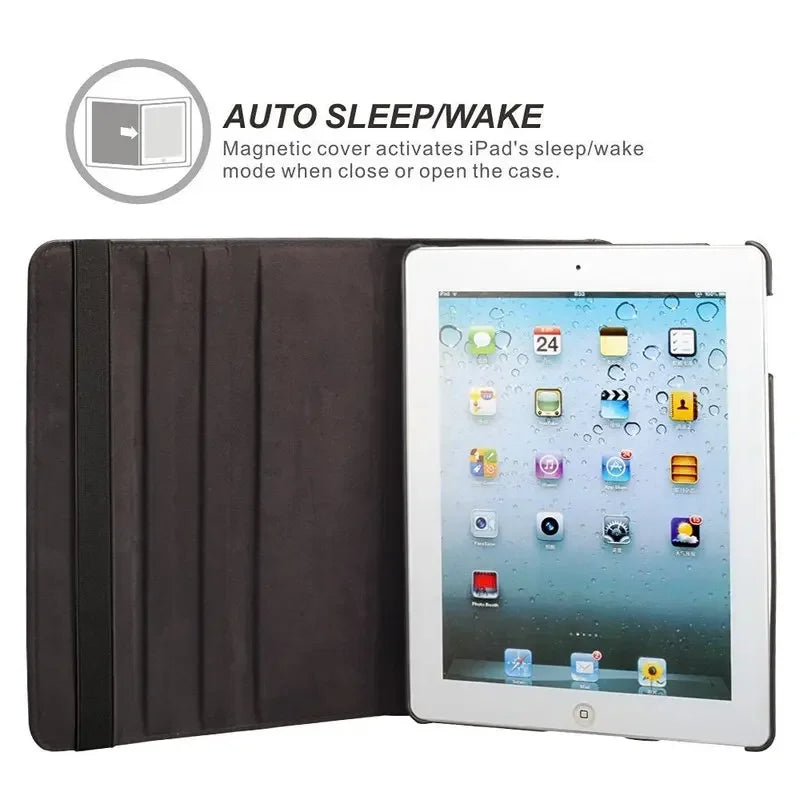 Faux Leather Case with Stand and 360 degree Rotation (for iPad)