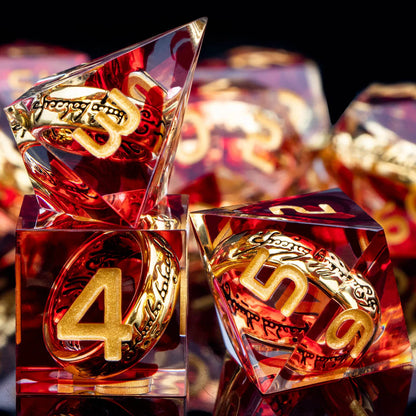7 Piece Resin Dice Set - Inspired by LOTR The One Ring
