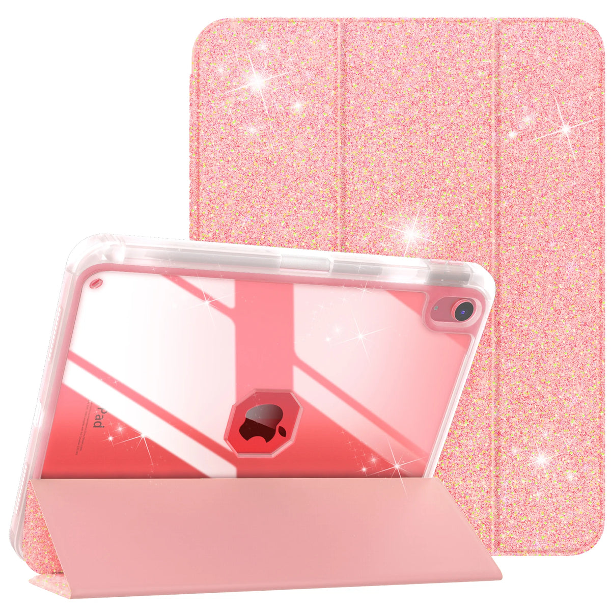 iPad 10th Generation Case with Pencil Holder – Clear Back Tri-Fold Stand