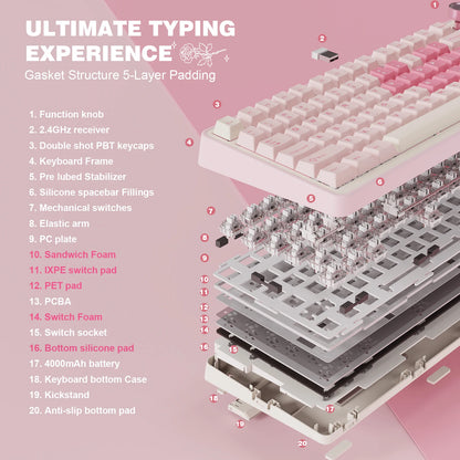 YUNZII B75 PRO Pink Mechanical Gaming Keyboard
