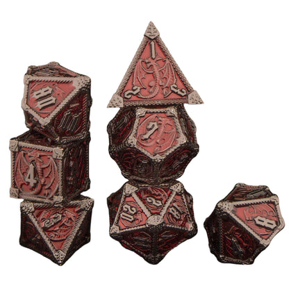 7 Piece Dice Set of Metal Dungeons and Dragons