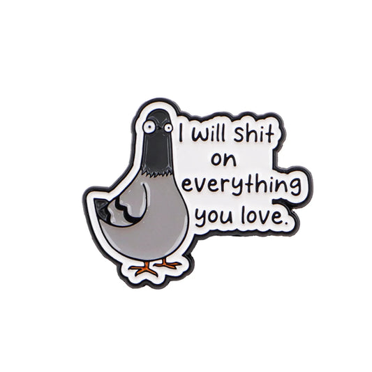 Pidgeon Threats Funny Enamel Pin