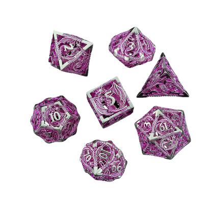 Hollow Dragon Metal Dice Set – 7-Piece RPG Dice