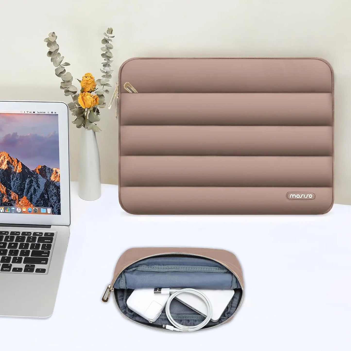 Mosiso Puffy Laptop Bag and Pouch Combo