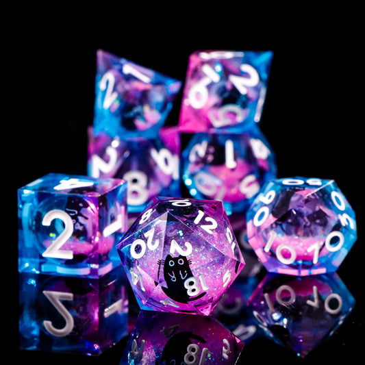 Cat Themed Resin Dice Set for DND 7pcs