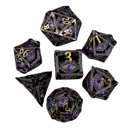 Hollow Dragon Metal Dice Set – 7-Piece RPG Dice