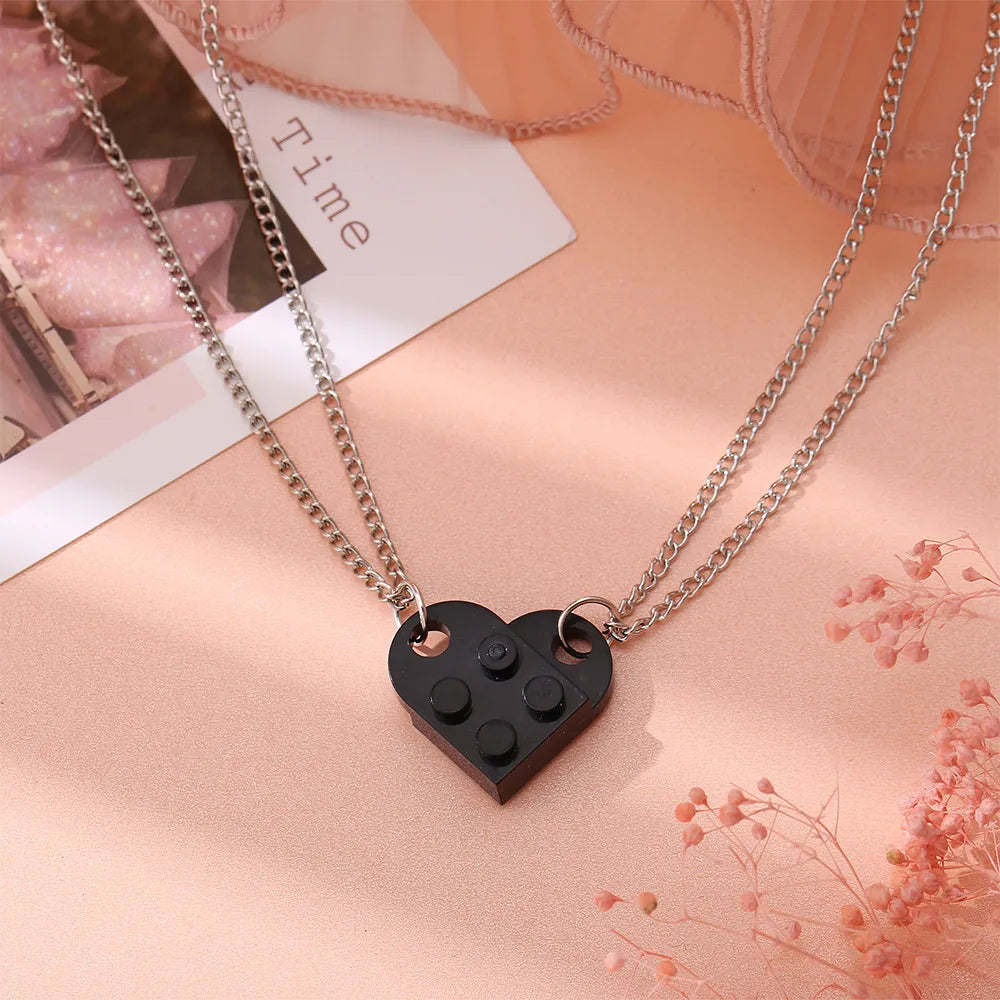 Brick Heart Necklace Set (2pc)