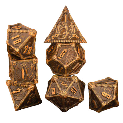 7 Piece Dice Set of Metal Dungeons and Dragons