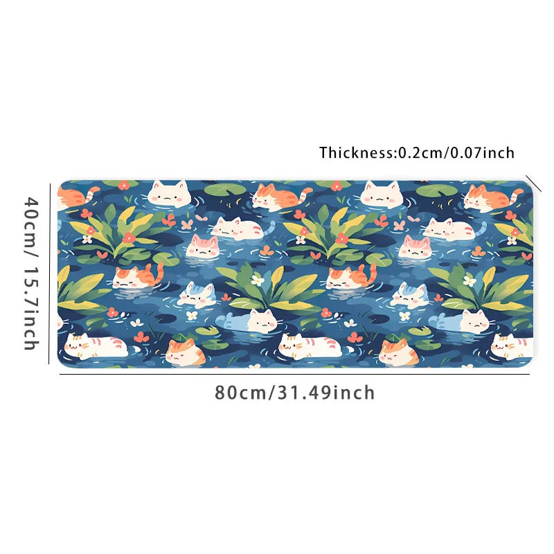 Cat Swimming Spot Computer Desk Mat