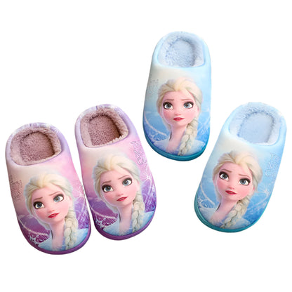 Kids Fluffy Winter Slippers with Elsa
