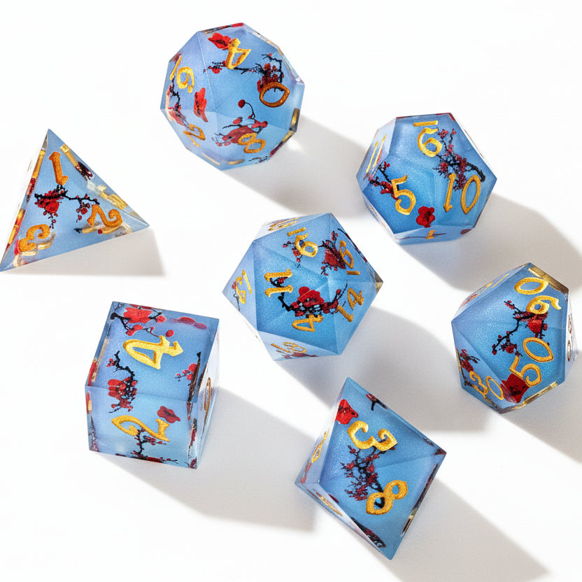 Bees and Blossoms 7 Piece Dice Set